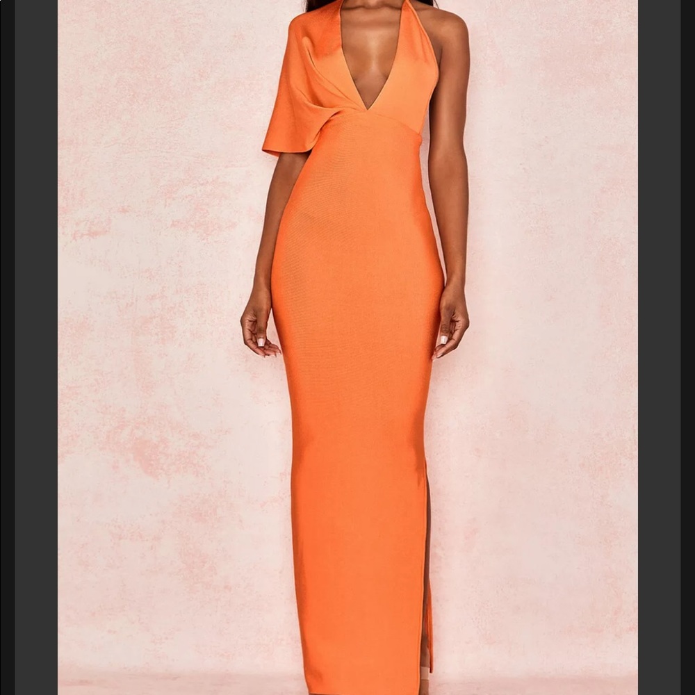House of CB 'Clemence' Orange Bandage Drape Maxi dress /Size XL